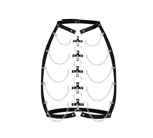 Женская портупея Art of Sex - Cross, натуральная кожа, цвет Черный, размер L-2XL