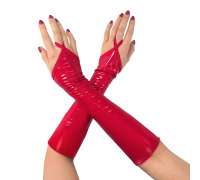 Вінілові мітенки Art of Sex - Lora короткі, розмір M, колір червоний