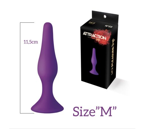 Анальна пробка з присоскою MAI Attraction Toys №33 Black, довжина 11,5cм, діаметр 3см