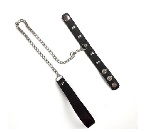 Кольцо для пениса Penis Ring с шипами и поводком, натуральная кожа Art of Sex