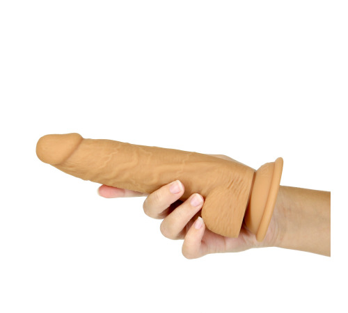 Фалоімітатор ADDICTION Dual Density Silicone Dildo Caramel 8″, присоска, діаметр 4,3 см, віброкуля