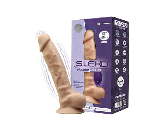 Фалоімітатор з вібрацією SilexD Vetus Vibro Flesh (MODEL 1 size 8in) + LRS, двошаровий, діаметр 4,2