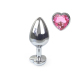 Металева анальна пробка Серце М зі Світло рожевим кристалом, довжина 8см, діаметр 3,4см