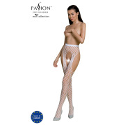 Эротические колготки-бодистокинг Passion ECO S003 white, с доступом, имитация подвязок