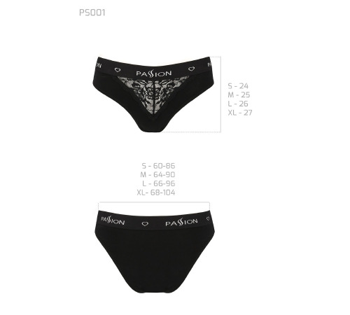 Трусики з широкою гумкою і мереживом Passion PS001 PANTIES black, size L
