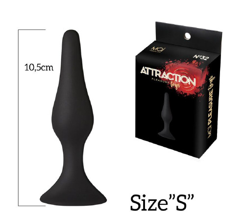 Анальна пробка на присосці MAI Attraction Toys №32 Black, довжина 10,5 см, діаметр 2,5 см