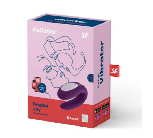 Смарт-вибратор для пар Satisfyer Double Joy Violet с широким клиторальным стимулятором