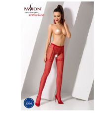 Эротические колготки-бодистокинг Passion S012 red, имитация чулок, пояса и ажурных трусиков