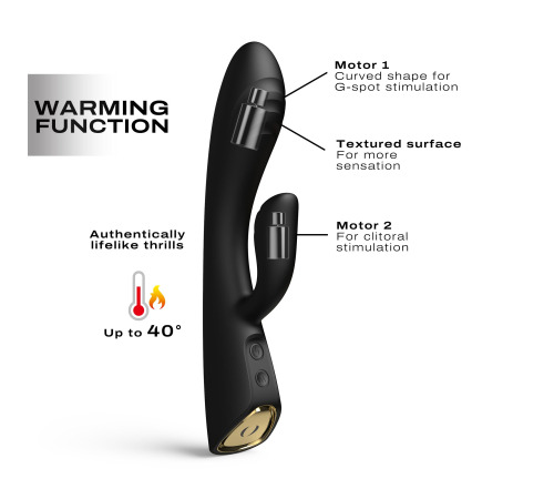 Вибратор-кролик с подогревом Dorcel FLEXI RABBIT BLACK, гибкий ствол