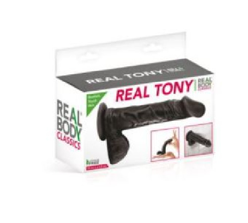 Фалоімітатор Real Body — Real Tony Black, TPE, діаметр 3,5 см