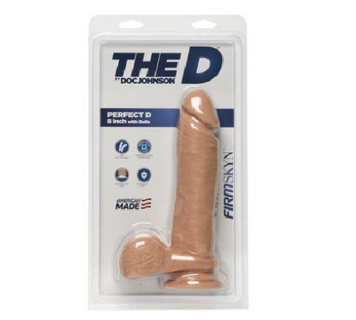 Фаллоимитатор Doc Johnson The D - Perfect D - 8 Inch With Balls - FRIMSKYN, диаметр 5,1см