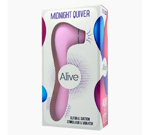 Вибратор и вакуумный клиторальный стимулятор Alive Midnight Quiver Pink - секс-игрушка 2в1