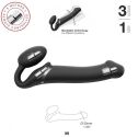 Безремінний страпон з вібрацією Strap-On-Me Vibrating Black M, діаметр 3,3 см, пульт ДК, регульований