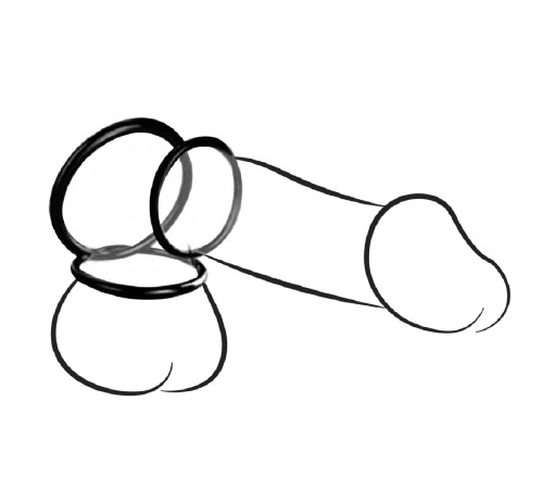 Кільця ерекційні 3в1, Силікон, Чорний