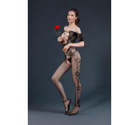 Бодістокінг з доступом Moonlight Model 10 XS-L Black, імітація шнурівки, квітковий декор, відкриті п