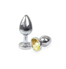 Металева анальна пробка S з лимонним кристалом, довжина 7см, діаметр 2,8см