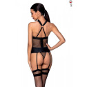 Сетчатый комплект корсет с халтером, съемные подвязки и трусики Amanda Corset black L/XL - Passion
