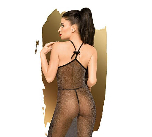 Платье в пол с люрексовой ниткой и стрингами Penthouse - Love on Fire Black M/L