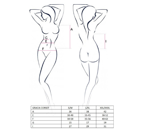 Корсет с пажами GRACIA CORSET black L/XL Passion, трусики, полупрозрачный