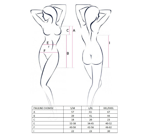 Сорочка приталенная с пажами PAULINE CHEMISE black S/M - Passion, трусики