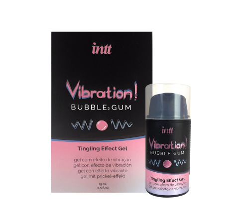 Рідкий вібратор Intt Vibration Bubble Gum (15 мл), густий гель, дуже смачний, діє до 30 хвилин