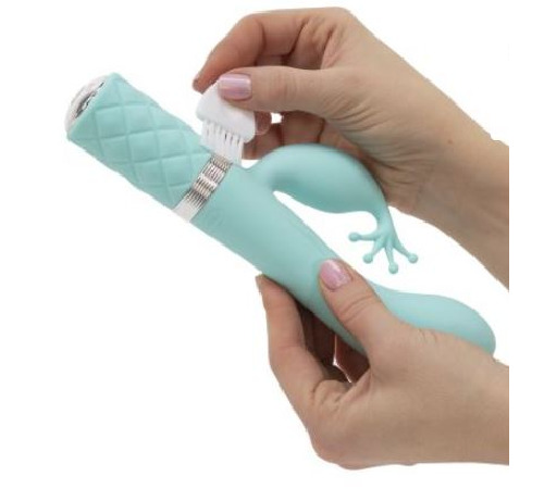 Роскошный вибратор-кролик Pillow Talk - Kinky Teal с кристаллом Сваровски, мощный