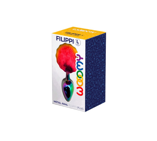 Анальна пробка Wooomy Filippi L, із пухнастим хвостиком, діаметр 4 см, довжина 9 см