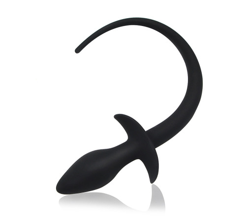 Силіконова анальна пробка з хвостиком, Чорний
