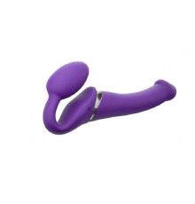 Безремневой страпон с вибрацией Strap-On-Me Vibrating Violet M диаметр 3,3см, пульт ДУ, регулируемый