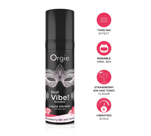 Жидкий вибратор Orgie - Dual Vibe! Strawberry Gin & Tonic Kissable Liquid Vibrator (15 мл)