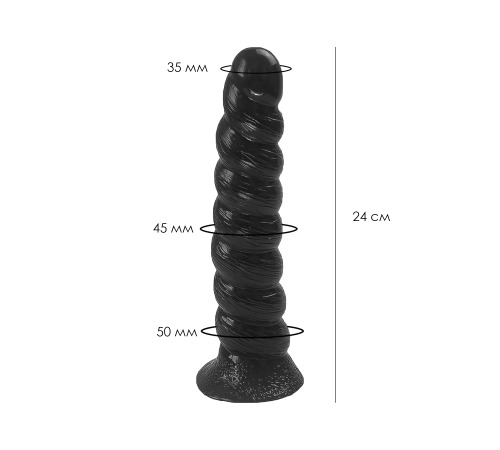 Гелева анальна пробка на присосці Спіраль, чорна