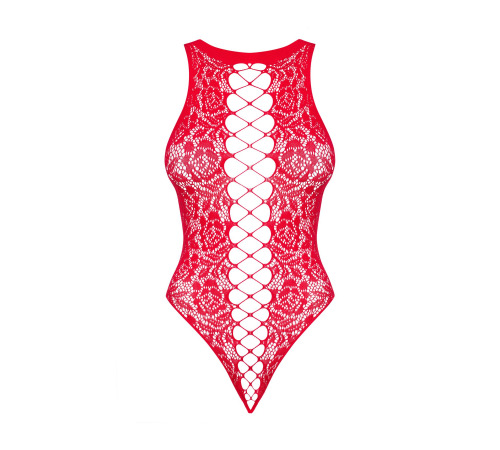 Ажурный бодистокинг с эффектом шнуровки Obsessive B120 teddy red S/M/L, красный