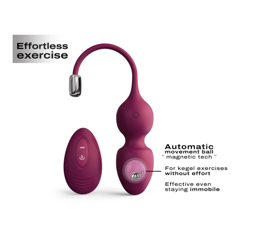 Вагинальные шарики Dorcel LOVE BALLS PLUM, вибрации и движения внутреннего шарика, пульт ДУ