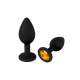 Силіконова анальна пробка S, Чорна з жовтим кристалом