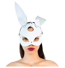 Кожаная маска Зайки Art of Sex - Bunny mask, цвет Белый