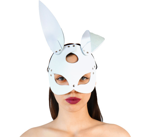 Шкіряна маска Зайчика Art of Sex - Bunny mask, колір Білий