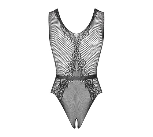 Сітчастий бодістокінг з доступом Obsessive B115 teddy S/M/L, чорний