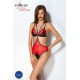 Полупрозрачное боди с кружевом Passion PEONIA BODY XXL/XXXL red