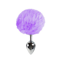 Металева анальна пробка М з бузковим хвостиком