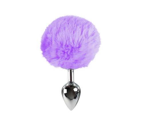 Металева анальна пробка М з бузковим хвостиком