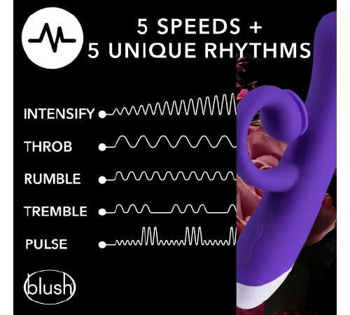 T331543 Подвійний вібратор з технологією пульсації повітря Blush HOP - OH BUNNY - MIDNIGHT