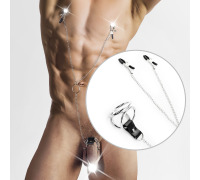 Чоловіче ерекційне кільце з зажимами для сосків, Срібло