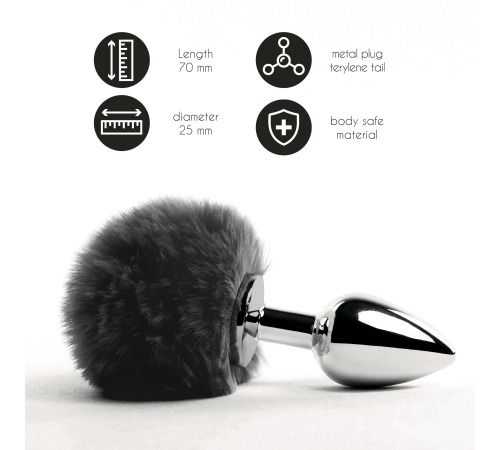 Анальная пробка FeelzToys - Bunny Tails Butt Plug Black