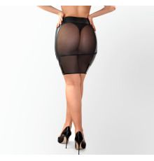 Сексуальная виниловая юбка со вставкой из сетки Дебора