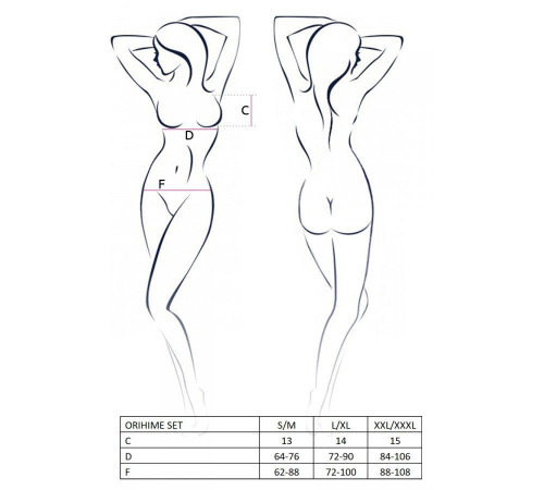 Комплект білизни ORIHIME SET white XXL/XXXL - Passion: стрепи: ліф і трусики