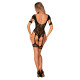 Нейлоновый бодистокинг с имитацией гартер Obsessive Bodystocking G334 S/M/L, black, с доступом