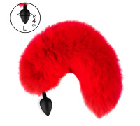 Силіконова анальна пробка з Червоним шикарним хвостом, розмір L