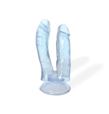 Гелевый двойной фаллоимитатор, цвет голубой