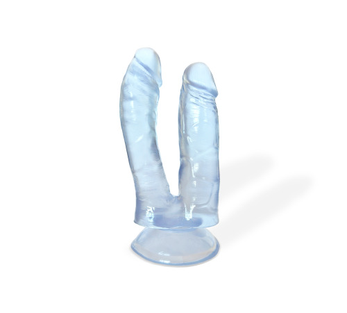 Гелевый двойной фаллоимитатор, цвет голубой