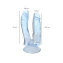 Гелевый двойной фаллоимитатор, цвет голубой